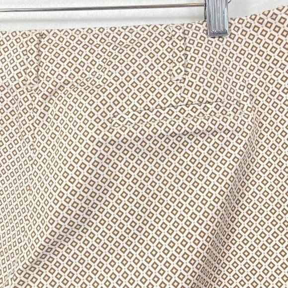 Talbots Stretch Brown And White Diamond Printed Lightweight Cotton Work Pants 14 - Picture 4 of 6